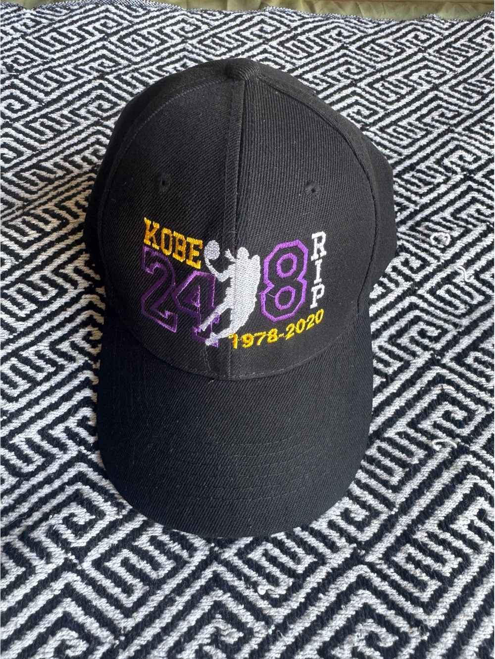 Kobe Bryant Tribute Black Baseball Cap Hat 24 8 RIP 1978-202